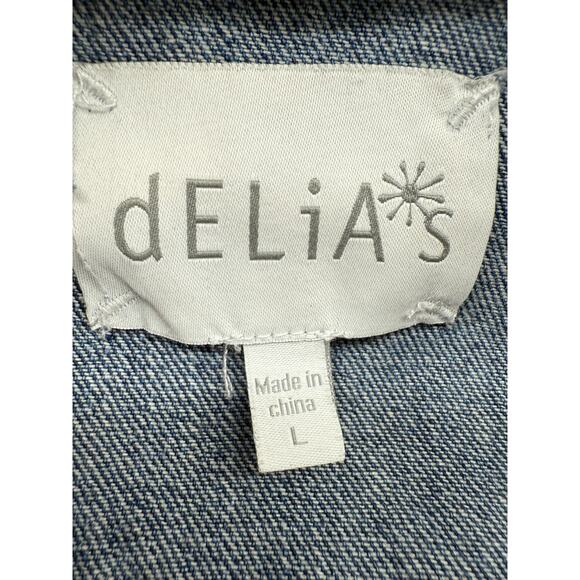 dELiA's Y2K Boho Southwestern Retro Denim Cropped Jean Jacket Large Festival - Picture 11 of 13